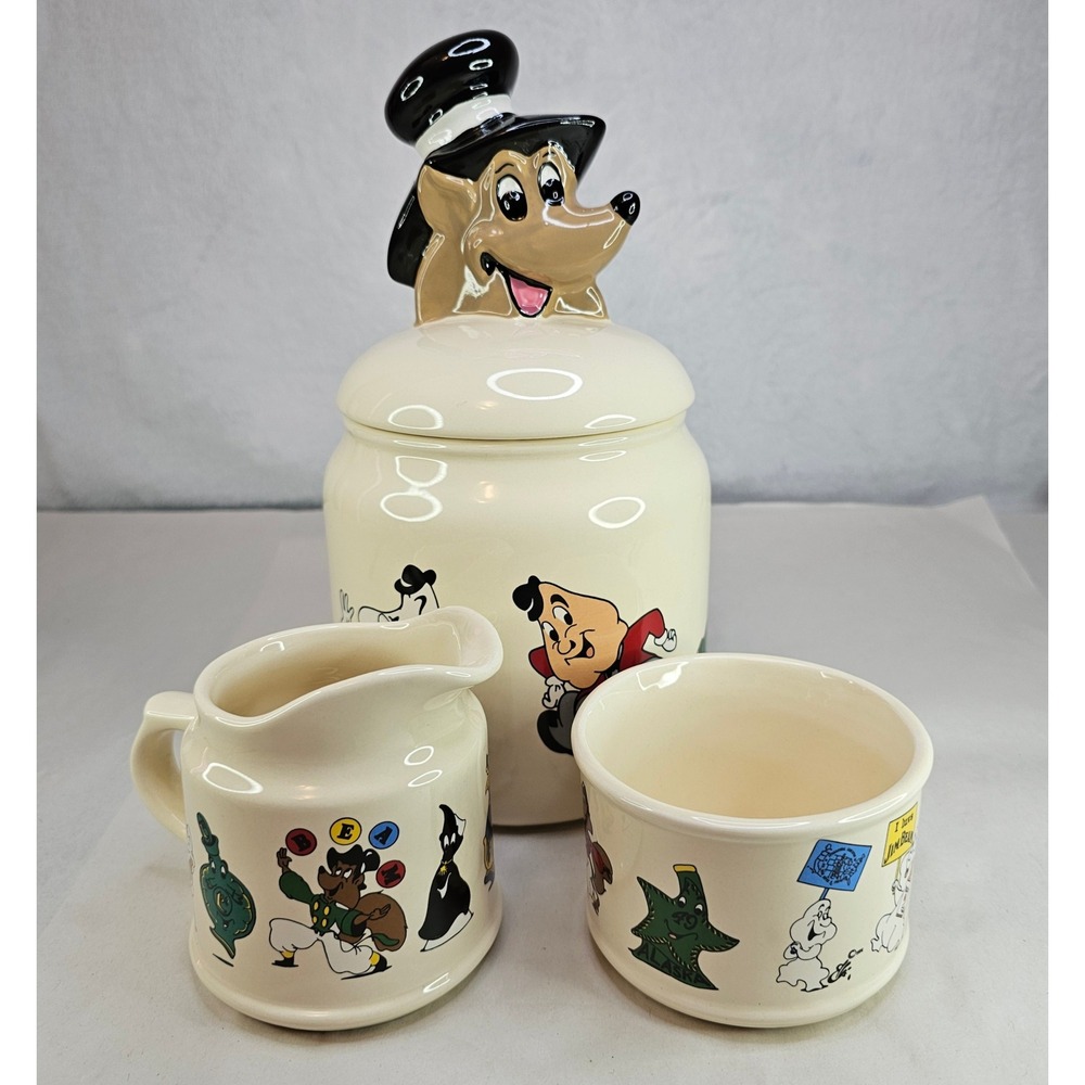 Wade Porcelain Animated Characters Cookie Jar Creamer Sugar Set‎  1996 1997